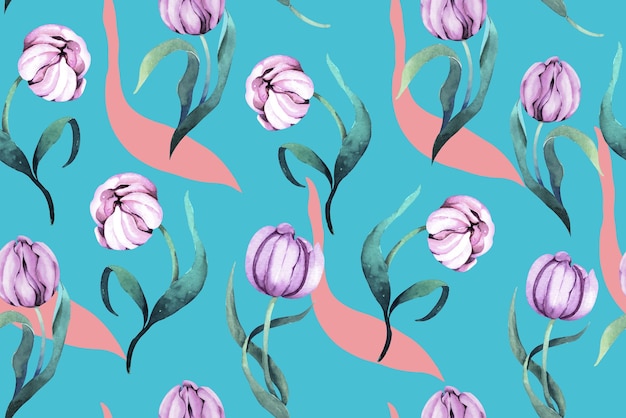 Motif Sans Couture De Tulipes Et De Fleurspour Le Papier Peint En Tissumotif Floralarrière-plan Botanique