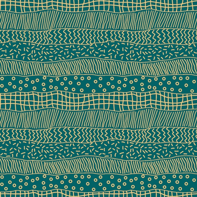 Vecteur motif sans couture turquoise brillant de rayures occasionnelles avec une texture dessinée à la main