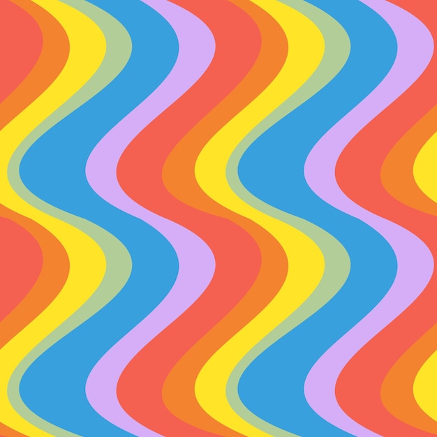 Le motif sans couture vectoriel du drapeau lgbt ondulé groovy