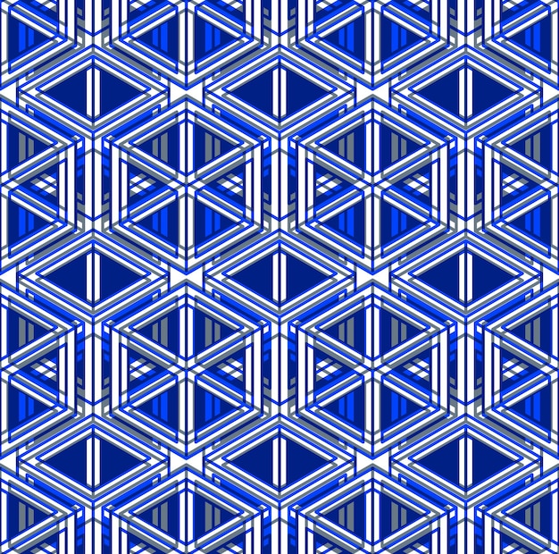 Motif sans fin coloré régulier avec des figures tridimensionnelles entrelacées, arrière-plan géométrique illusoire continu, EPS10 clair.