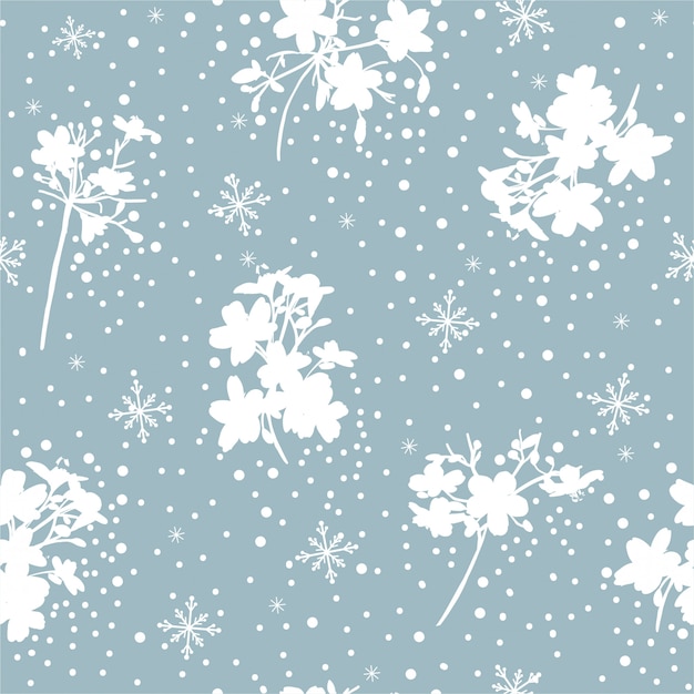 Vecteur motif sans soudure de flocon de neige bleu et blanc romantique et hiver en vecteur, conception pour la mode, tissu, papier peint, emballage et tous les imprimés