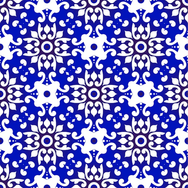 Motif Sans Soudure Floral Bleu Et Blanc