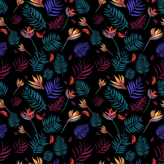 Motif Sans Soudure De Fond De Feuilles Tropicales