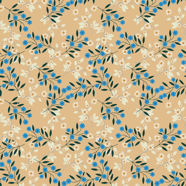 Motif Sans Soudure Et Fond Fleur Bleue Et Brune