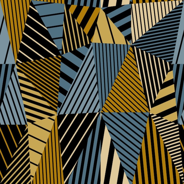 Motif sans soudure à rayures géométriques, fond de vecteur sombre.