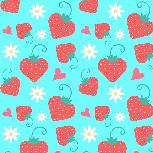 Motif Seamlees Fraises Et Petites Fleurs