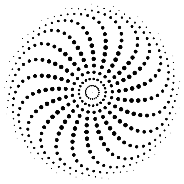 Vecteur le motif solaire en spirale de points isolé sur l'illustration vectorielle de fond blanc