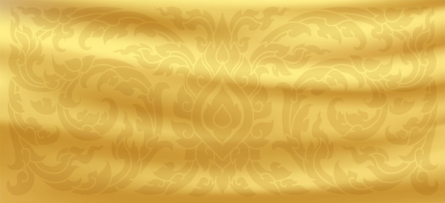 Vecteur motif thaï. fond de soie dorée. vagues de satin d'or. vecteur