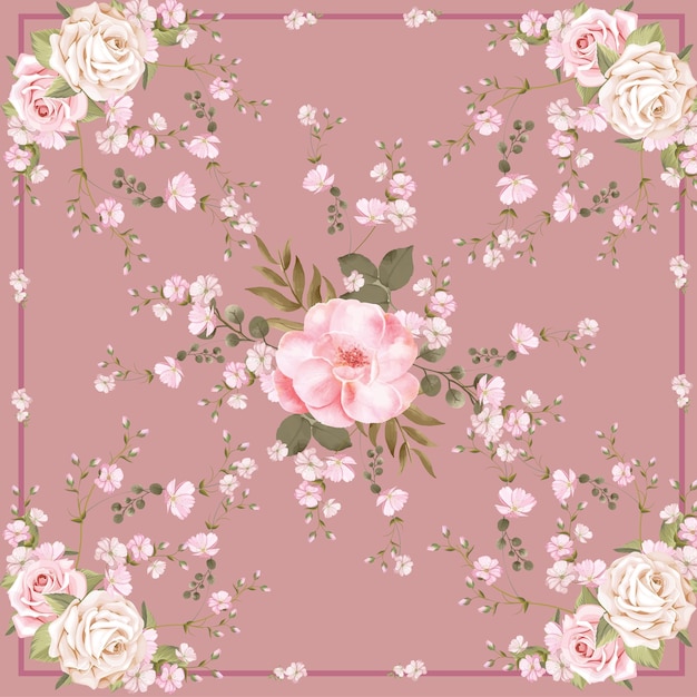 motif de tige de fleur d'écharpe de vecteur sur fond rose