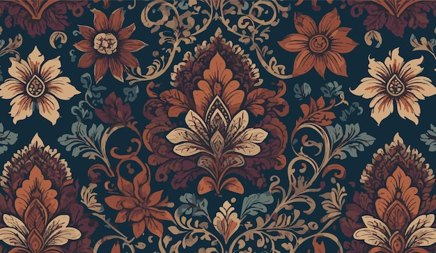 Un motif de tissu floral coloré en batik