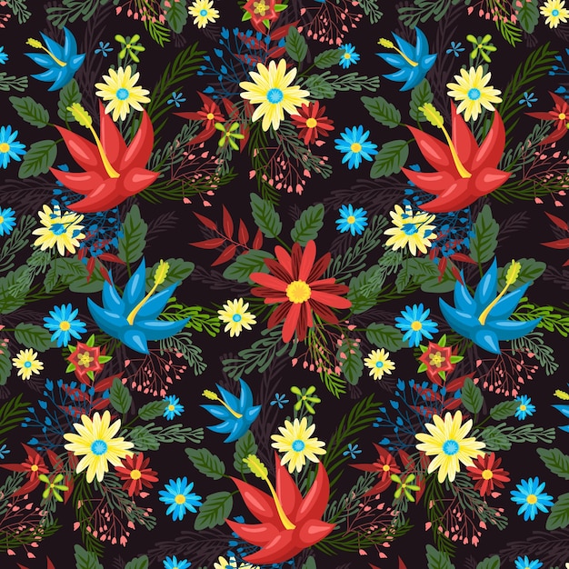 Motif de tissu floral peint à la main