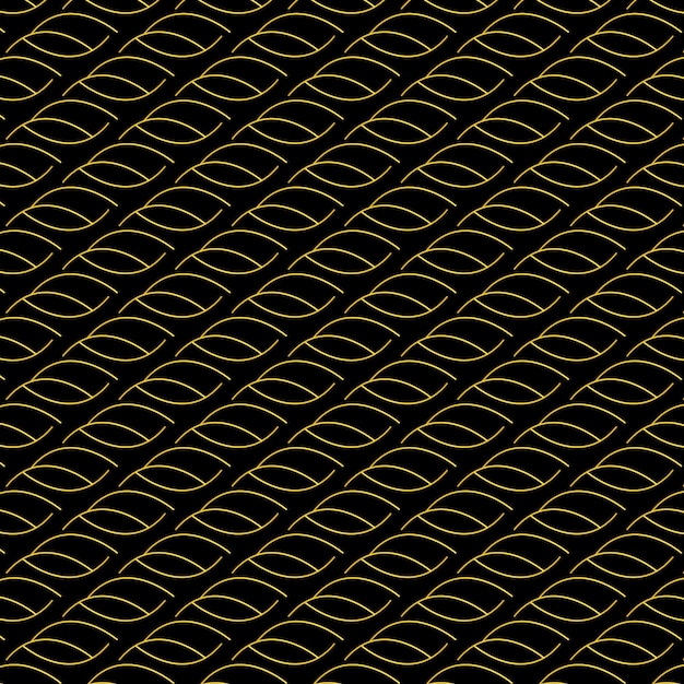 Vecteur le motif de tissu noir et or avec les feuilles dessus