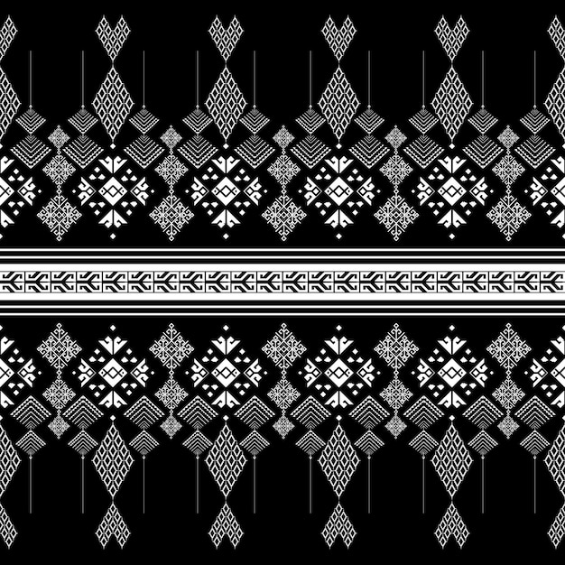 motif de tissu tribal sans couture fond noir et blanc utilisé pour concevoir des tissus pour la confection de vêtements