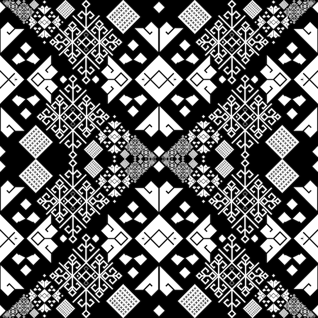 motif de tissu tribal sans couture fond noir et blanc utilisé pour concevoir des tissus pour la confection de vêtements