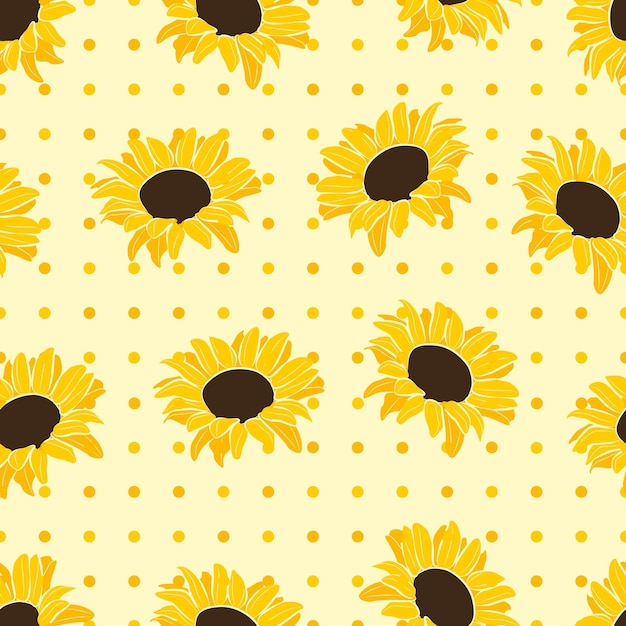 Motif De Tournesols Et De Points. Bon Pour Les Impressions, Le Papier D'emballage, Les Textiles Et Le Tissu