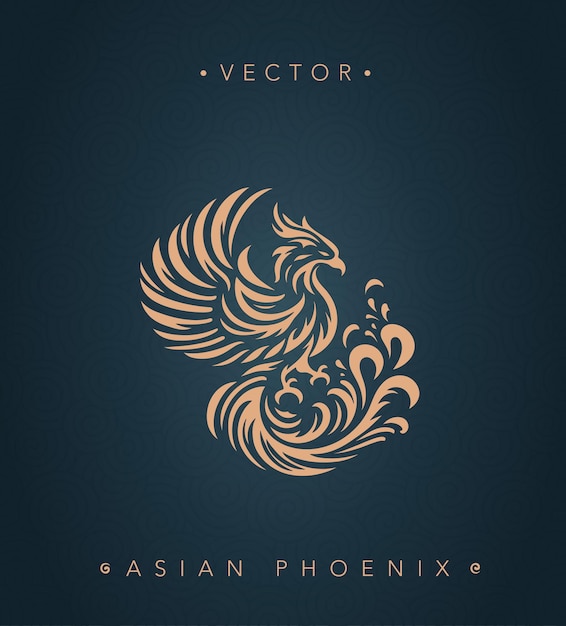 Le motif traditionnel asiatique du phénix, l'ancien phénix chinois.