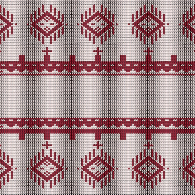 Vecteur un motif traditionnel en coton tricoté sans couture rouge modèle de broderie tricoté à l'arrière-plan