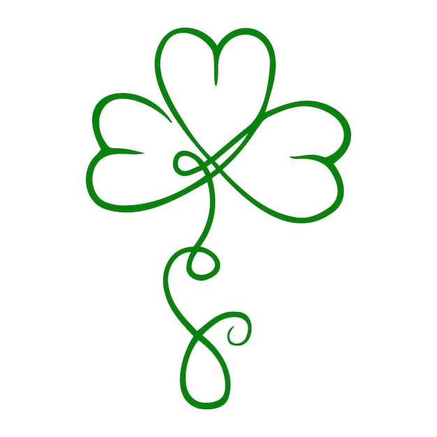 Motif De Trèfle De Style Linéaire Pour Le Symbole De La Saint-patrick De La Fête Irlandaise La Trinité Portant Bonne Chance Graphique De Contour Dessiné à La Main Shamrock Illustration Vectorielle