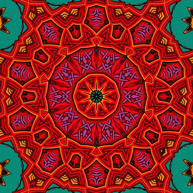 Motif Tribal Ethnique Abstrait Festif Coloré Grunge Vector