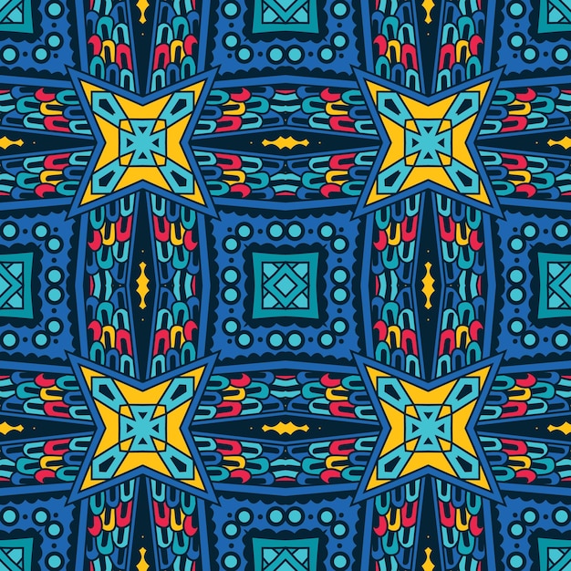 Motif Tribal Ethnique Abstrait De Vecteur De Mosaïque Graphique Festive. Conception Géométrique En Mosaïque