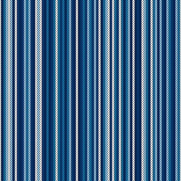 Vecteur motif tricoté à rayures abstraites texture tricotée sans couture vectorielle avec des nuances de couleurs bleues