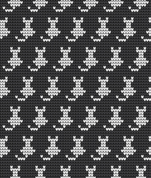 motif tricoté sans couture avec tissu à motif de tricot de chats