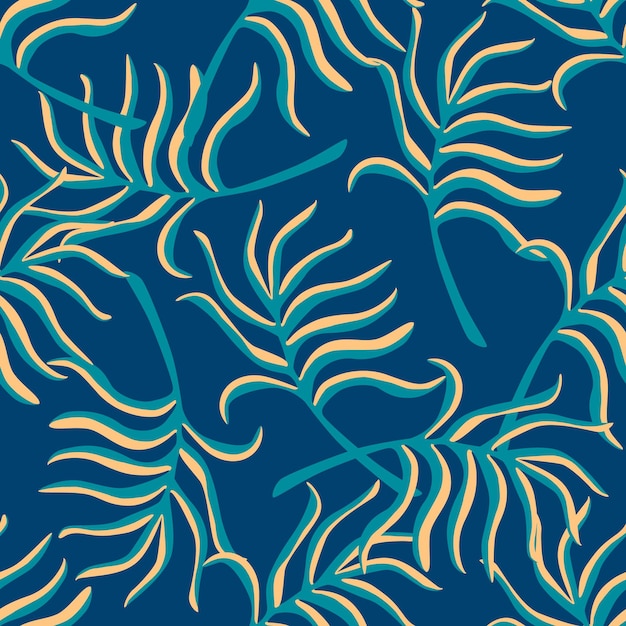 Motif tropical, feuilles de palmier fond botanique sans couture. Design moderne pour tissu, impression textile, papier d'emballage. Illustration vectorielle