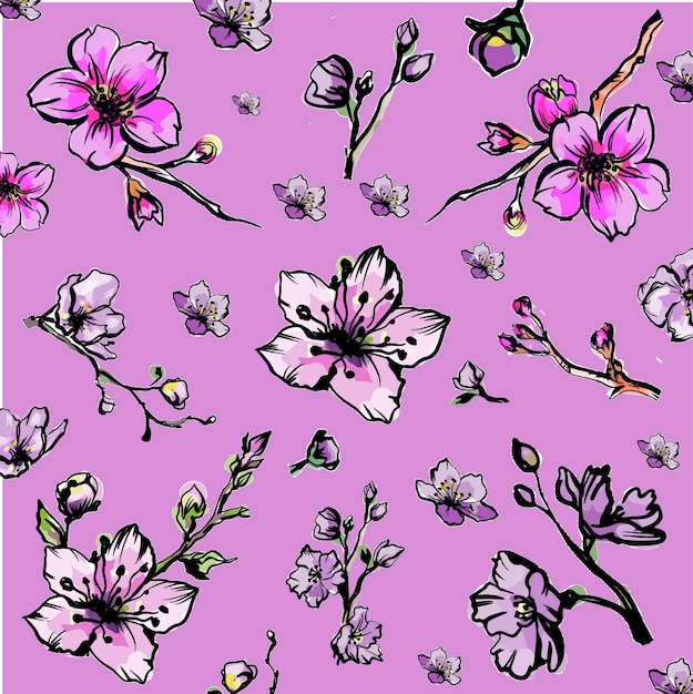 motif vectoriel floral motif de fleur de printemps avec des fleurs de sakura pour affiche de carte