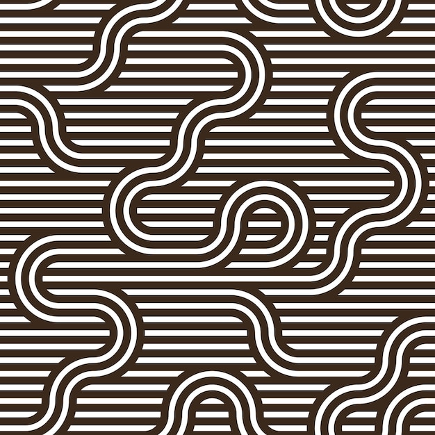 Vecteur motif vectoriel harmonieux doublé de lignes torsadées, abstrait géométrique, filet à rayures, labyrinthe optique, réseau web.