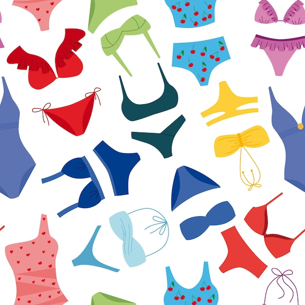 Un Motif Vectoriel Avec Des Maillots De Bain Féminins.