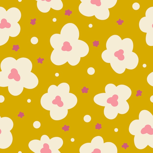 Motif Vectoriel Rétro Minimaliste Floral