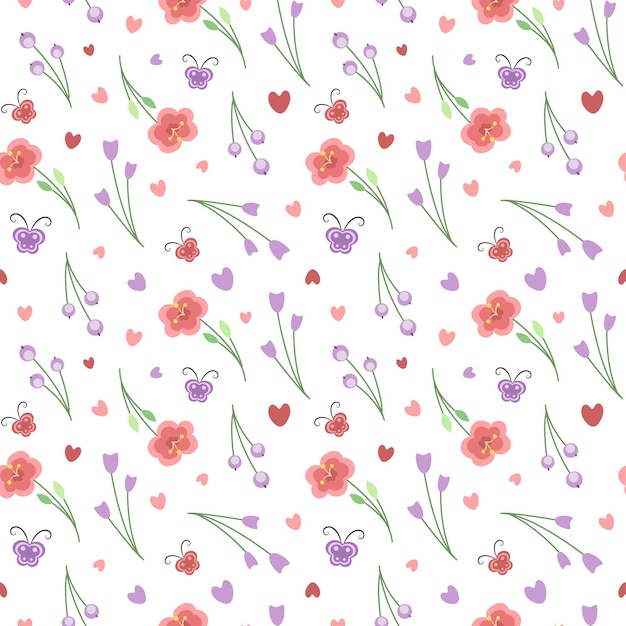 un motif vectoriel sans couture avec des fleurs