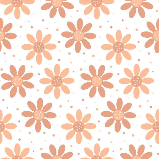 Le Motif Vectoriel Sans Couture Floral Couleur De Tendance 2024 Peach Fuzz Arrière-plan De Fleur