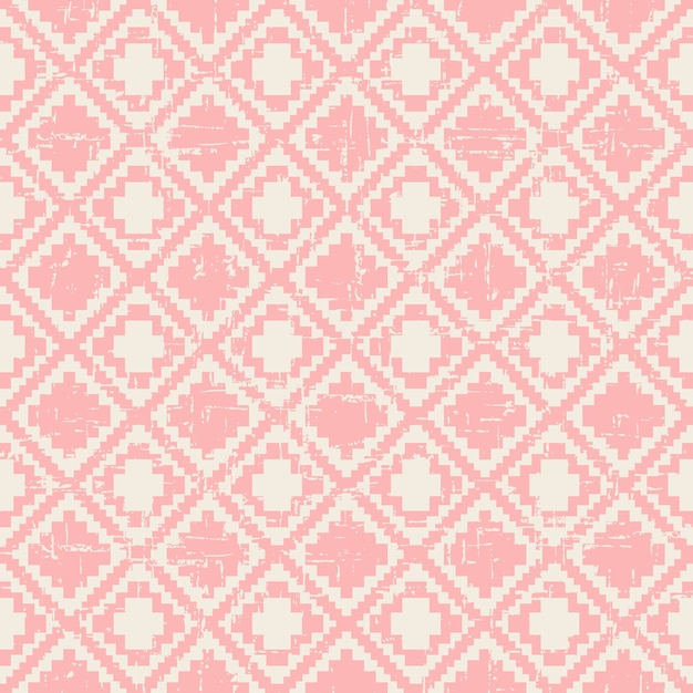 Motif De Vérification De Diamant Pixel Rose Vintage Usé Sans Soudure