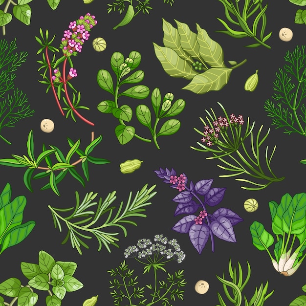 Motif Vert Avec Des Herbes Sur Dark