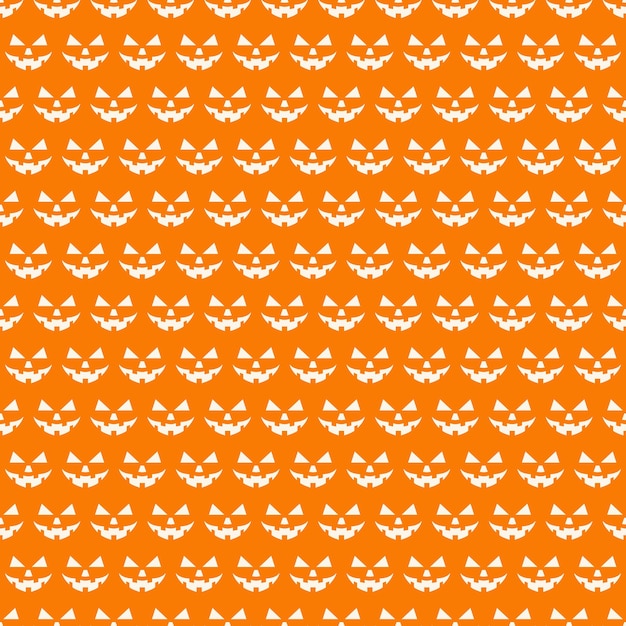 Le Motif De Visage D'halloween Est De Couleur Blanche De Citrouille Sur Fond Orange