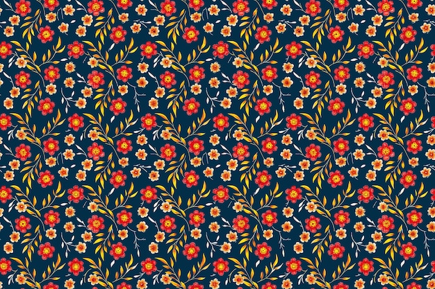 Des motifs floraux élégants en bleu, rouge, orange et jaune