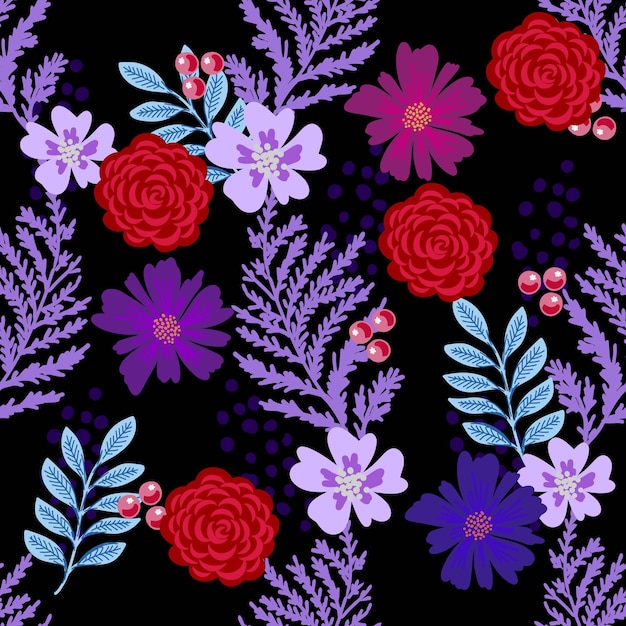 Vecteur motifs floraux sans soudure conception vectorielle pour la décoration intérieure en tissu de couverture en papier et autres utilisateurs