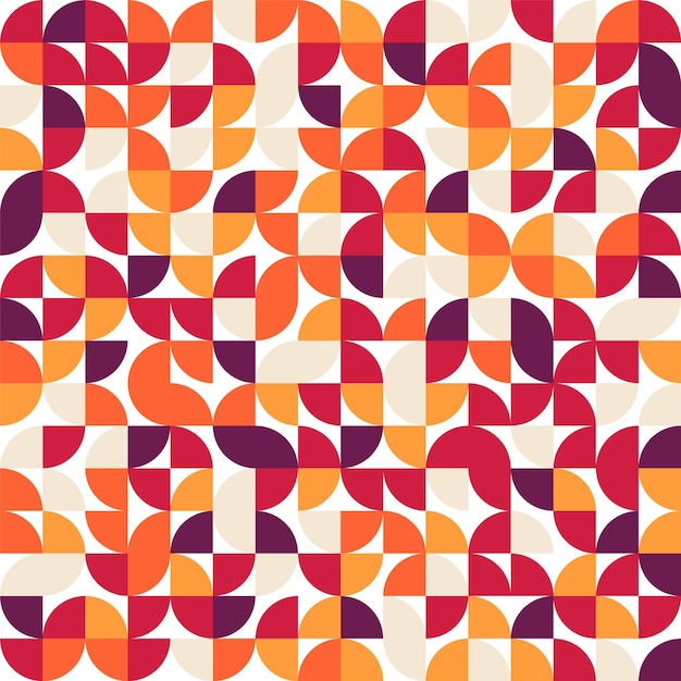 Des motifs géométriques à la mode dans le style Bauhaus, un fond moderne et coloré avec des éléments simples et une texture rétro.