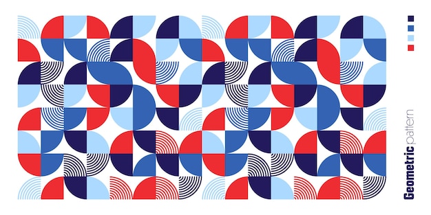 Des motifs géométriques à la mode dans le style Bauhaus, un fond moderne et coloré avec des éléments simples et une texture rétro.