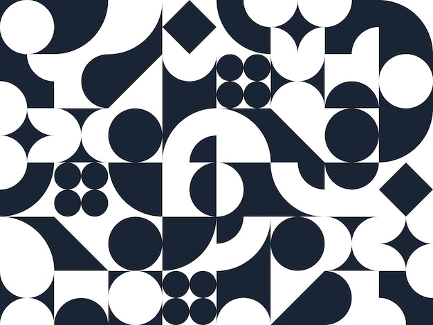 Des motifs géométriques sans couture, des arrière-plans vectoriels abstraits pour le papier peint ou les sites Web ou l'impression sur papier d'emballage créés avec des éléments de géométrie en noir et blanc