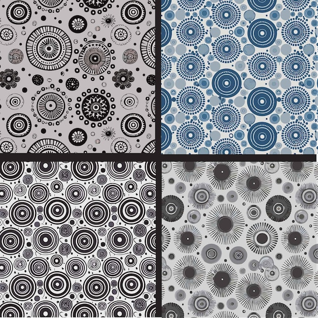 Vecteur des motifs gris et bleus noirs avec des cercles