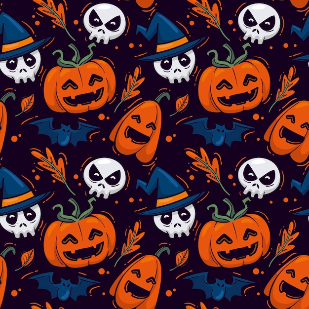 Motifs D'halloween Dessinés à La Main