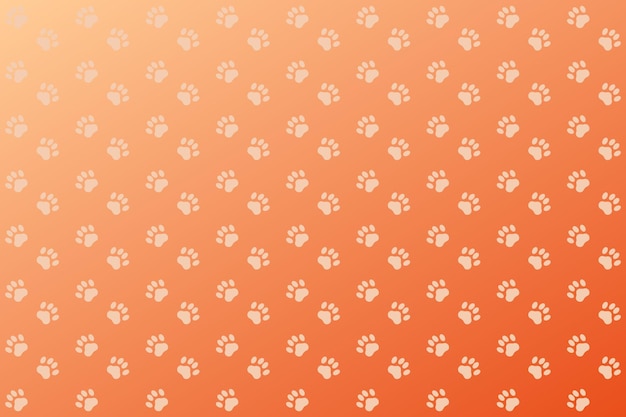 Vecteur des motifs de pattes orange clair sur un fond orange gradient