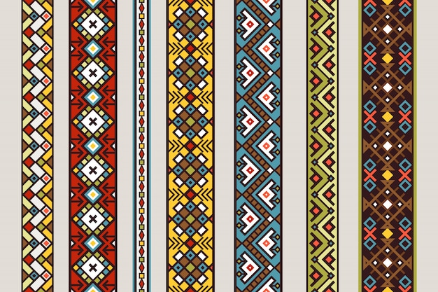 Motifs De Ruban Ethniques. Motif De Ruban Transparent Mexicain Ou Tibétain De Vecteur Sertie De Dessin De Tapis