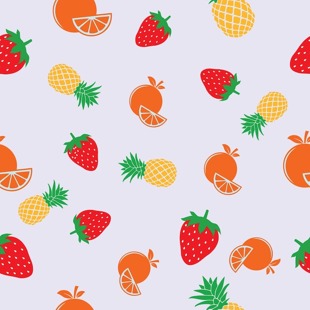 Des Motifs Sans Couture D'ananas, D'orange Et De Fraise Mélangés à Un Fichier Vectoriel De Fruits