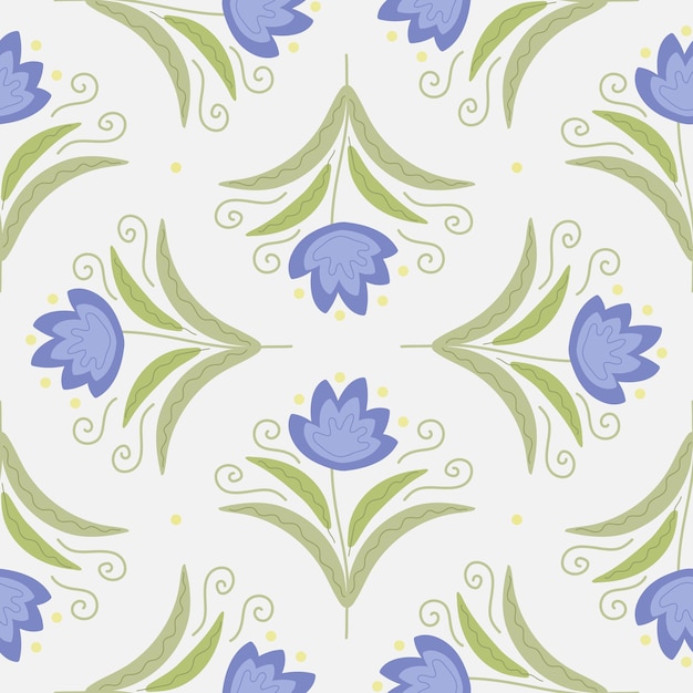 Vecteur des motifs sans couture un ensemble de fleurs bleues d'été un dessin moderne plat simple texture florale pour le textile