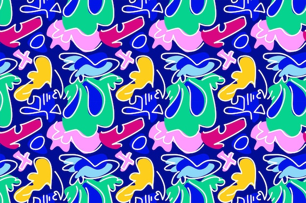 Des motifs sans couture avec des formes abstraites ludiques et des couleurs vives rappelant l'art des enfants et