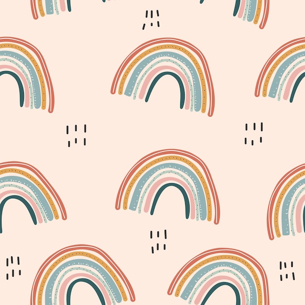 Vecteur des motifs sans couture avec de mignons arcs-en-ciel illustration vectorielle