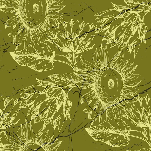 Vecteur des motifs sans couture de tournesol